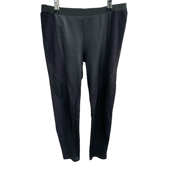 BCBGMaxAzria Faux Leather Black Panel Ankle High Rise Legging Pants sz S - Picture 1 of 7